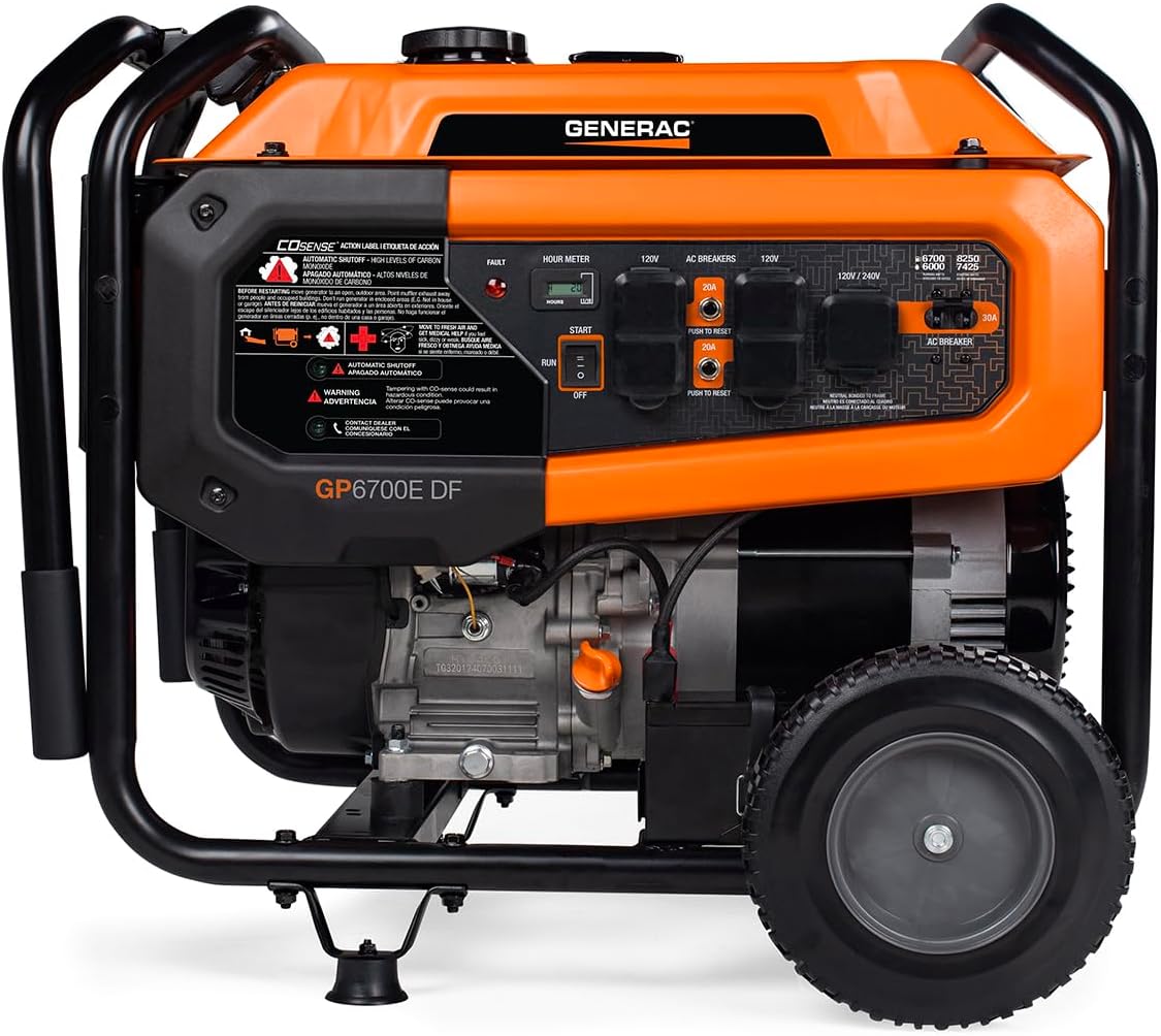 Generac 8,250 Starting Watt Dual Fuel Portable Gas Generator Electric Start