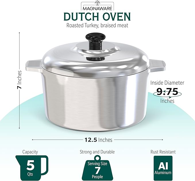 MAGNAWARE 5 Quarts Round Dutch Oven with Lid