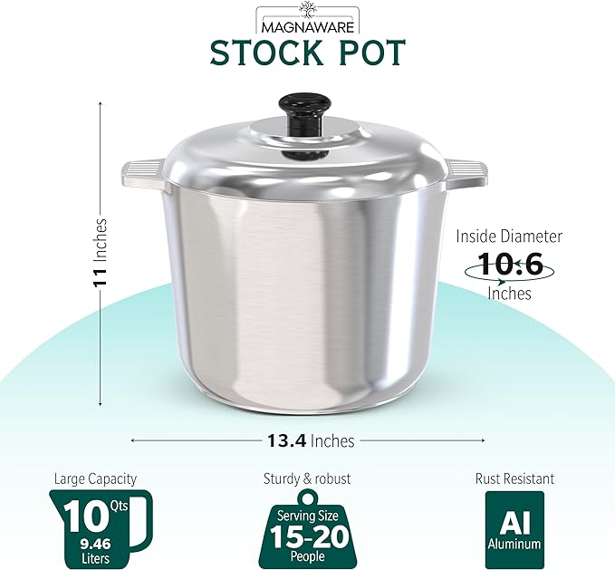 MAGNAWARE Stock Pot with Lid 10 Quarts