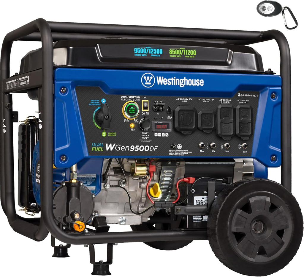 Westinghouse 12500 Watt Dual Fuel Home Backup Portable Generator, Remote Electric Start, Transfer Sw
