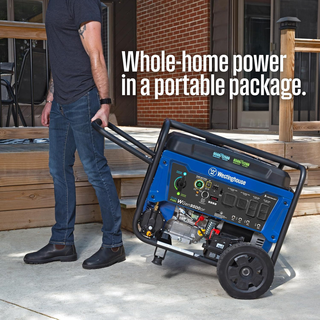 Westinghouse 12500 Watt Dual Fuel Home Backup Portable Generator, Remote Electric Start, Transfer Sw