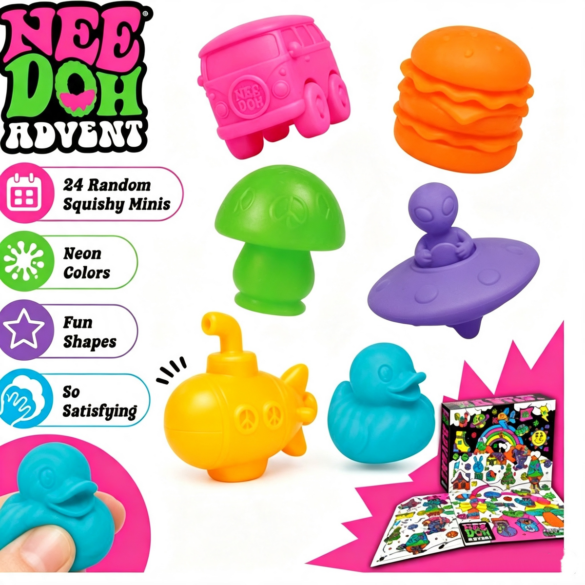 SQUISHIES! Schylling Nee-Doh 2026 Christmas Squishmas Advent Calendar