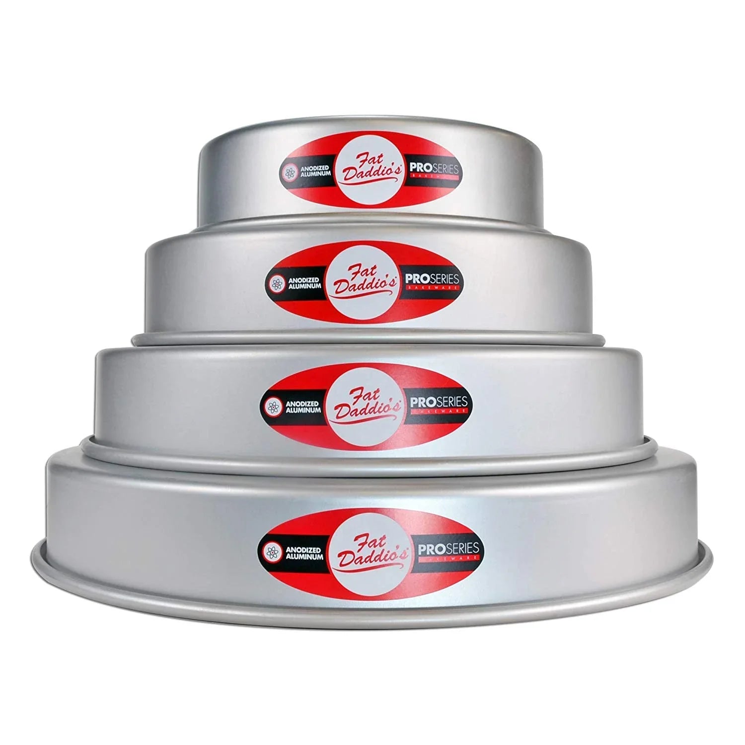 FAT DADDIO Round Aluminum Pans, 16-Gauge Hard Anodized Aluminum, Galvanized Steel 2" high and up to 18" Diameter