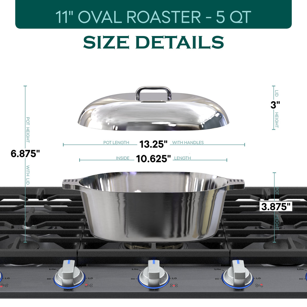 MAGNAWARE Oval Dutch Oven with Lid - 5 Quart (11 Inch)
