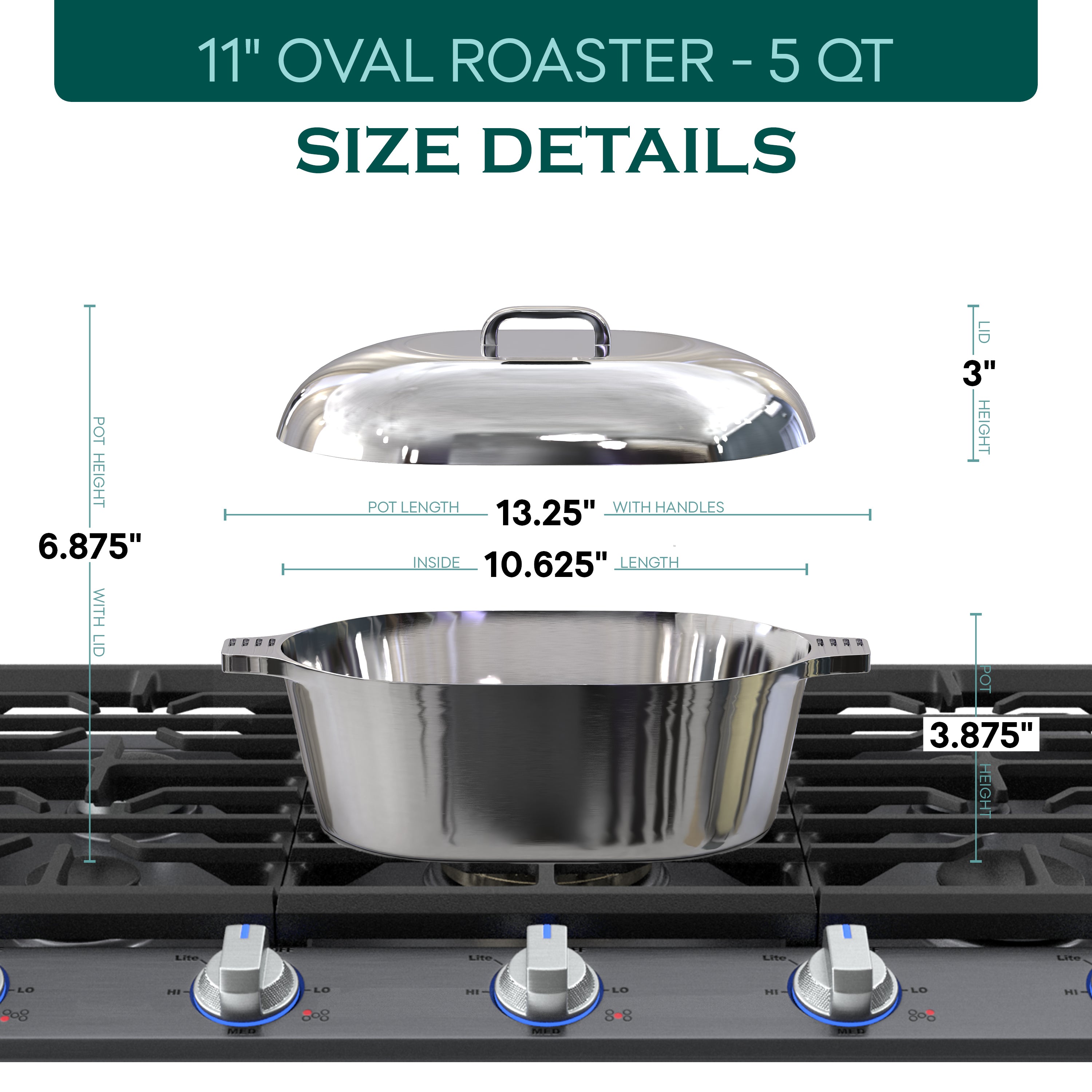 MAGNAWARE Oval Dutch Oven with Lid - 5 Quart (11 Inch)